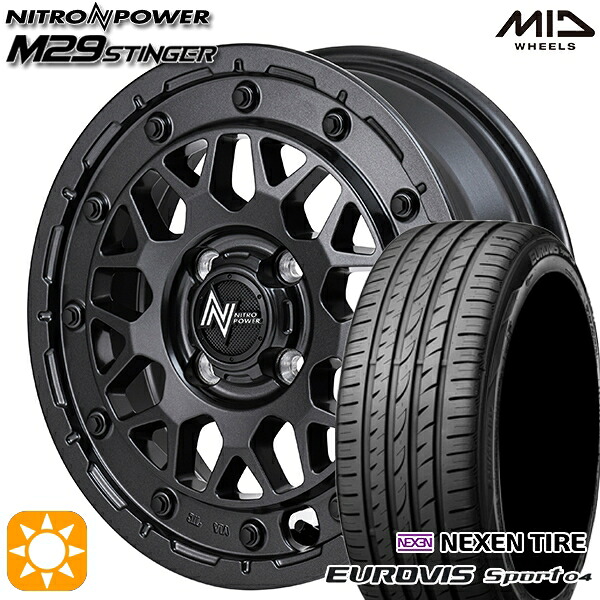 【取付対象】165/60R14 75H ロードストーン ユーロビズ Sport 04 MID ナイトロパワー M29 スティンガー バレルブラック 14インチ 4.5J 4H100 サマータイヤホイールセット ｜トレッド新横浜師岡店