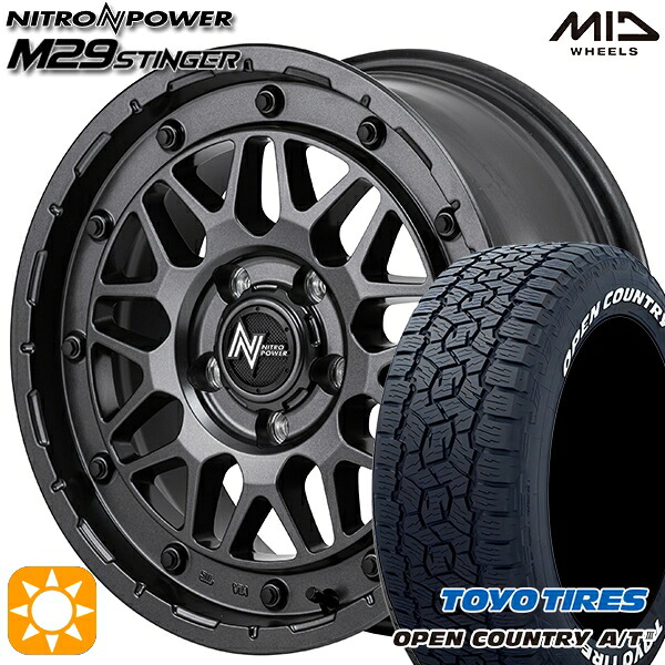 【取付対象】デリカD5 215/70R16 100T トーヨー オープンカントリーA/T3 ホワイトレター MID ナイトロパワー M29 スティンガー バレルブラック 16インチ 7.0J 5H114.3 サマータイヤホイールセット |トレッド新横浜師岡店