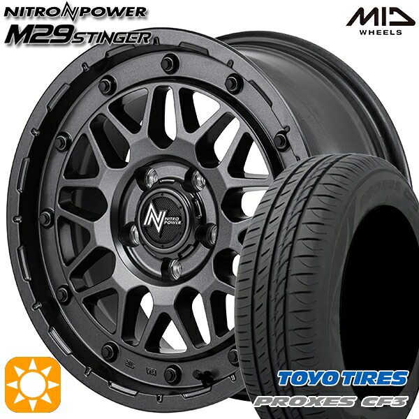 【取付対象】プリウスα ストリーム 205/60R16 92H トーヨー プロクセス CF3 MID ナイトロパワー M29 スティンガー バレルブラック 16インチ 7.0J 5H114.3 サマータイヤホイールセット