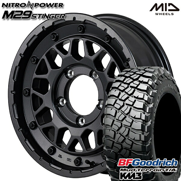 【取付対象】225/75R16 115/112Q RBL BFグッドリッチ マッドテレーン T/A KM3 MID ナイトロパワー M29 スティンガー バレルブラック 16インチ 5.5J 5H139.7 サマータイヤホイールセット ｜トレッド新横浜師岡店 107,650円