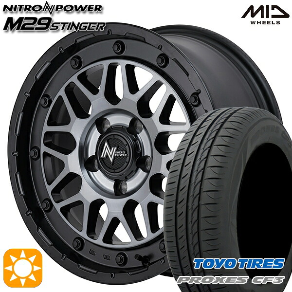 【取付対象】プリウスα ストリーム 205/60R16 92H トーヨー プロクセス CF3 MID ナイトロパワー M29 スティンガー セミグロスブラッククリア 16インチ 7.0J 5H114.3 サマータイヤホイールセット