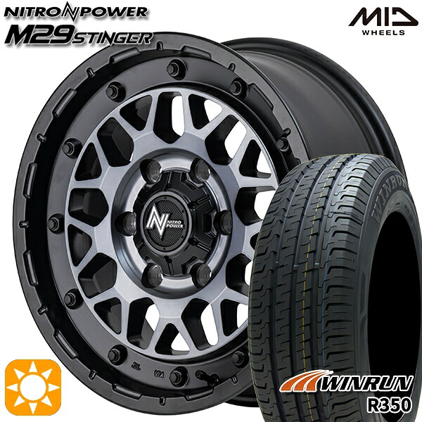【取付対象】215/65R16 109/107R ウィンラン R350 MID ナイトロパワー M29 スティンガー セミグロスブラッククリア 16インチ 6.5J 6H139.7 サマータイヤホイールセット