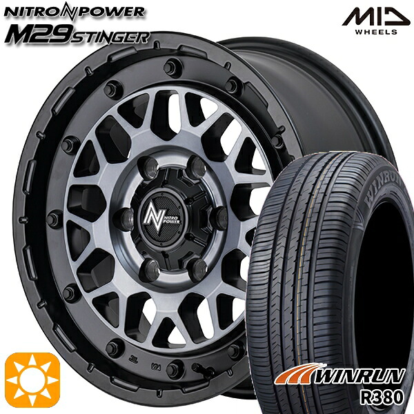 【取付対象】200系ハイエース 215/60R17 96V ウィンラン R380 MID ナイトロパワー M29 スティンガー セミグロスブラッククリア 17インチ 6.5J 6H139.7 サマータイヤホイールセット ｜トレッド新横浜師岡店