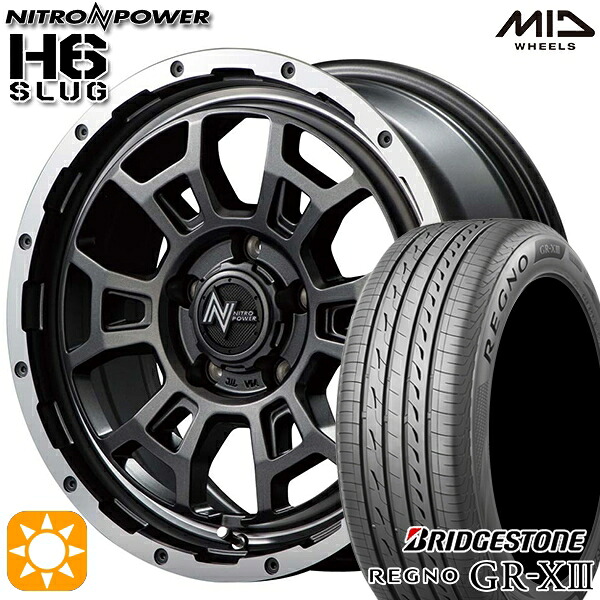 【取付対象】エスティマ ヤリスクロス 215/60R16 95V ブリヂストン レグノ GR-X3 MID ナイトロパワー H6スラッグ セミグロスガンメタ 16インチ 7.0J 5H114.3 サマータイヤホイールセット