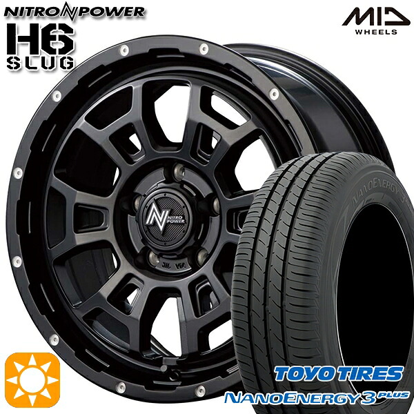 【取付対象】215/60R16 95H トーヨー ナノエナジー3プラス MID ナイトロパワー H6スラッグ セミグロスブラック 16インチ 7.0J 5H114.3 サマータイヤホイールセット |トレッド新横浜師岡店