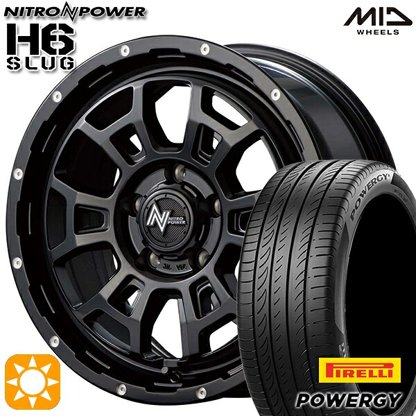 【取付対象】225/60R17 99V ピレリ パワジー MID ナイトロパワー H6スラッグ セミグロスブラック 17インチ 7.0J 5H114.3 サマータイヤホイールセット ｜トレッド新横浜師岡店