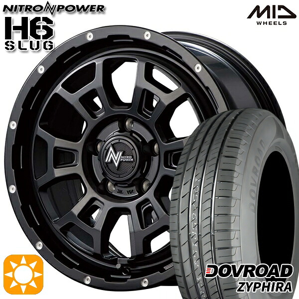 【取付対象】215/65R16 98H DOVROAD ザイファイラ MID ナイトロパワー H6スラッグ セミグロスブラック 16インチ 7.0J 5H114.3 サマータイヤホイールセット