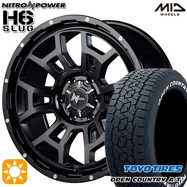 【取付対象】200系ハイエース 215/65R16 109/107R トーヨー オープンカントリーA/T3 ホワイトレター MID ナイトロパワー H6スラッグ セミグロスブラック 16インチ 6.5J 6H139.7 サマータイヤホイールセット