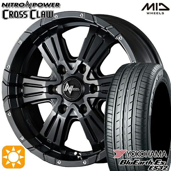 【取付対象】215/60R17 96H ヨコハマ ブルーアース ES32 MID ナイトロパワー クロスクロウ SGBK 17インチ 6.5J 6H139.7 サマータイヤホイールセット