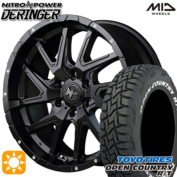 【取付対象】285/70R17 116/113Q トーヨー オープンカントリー R/T ホワイトレター MID ナイトロパワー デリンジャー セミグロスブラック/フランジピアスドリルド 17インチ 8.0J 6H139.7 サマータイヤホイールセット