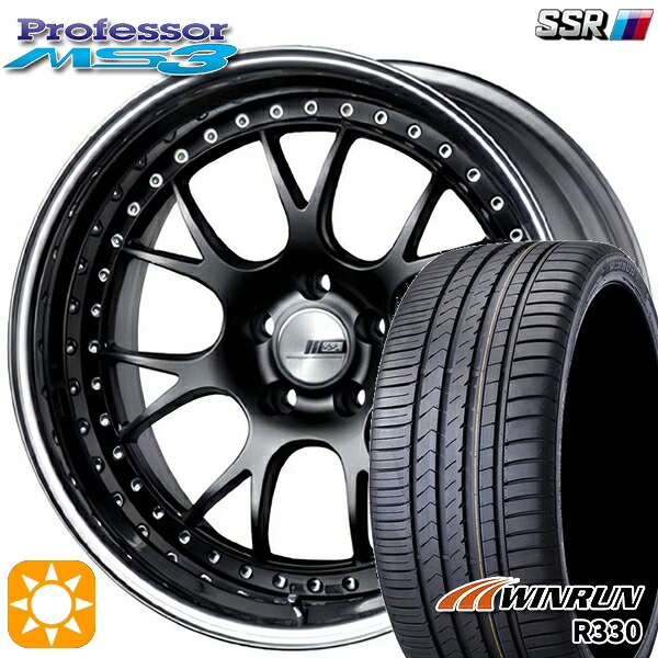 【取付対象】225/45R19 96W XL ウィンラン R330 SSR プロフェッサー MS3 フラットブラック 19インチ 8.0J 5H114.3 新品 サマータイヤホイール 4本セット 送料無料