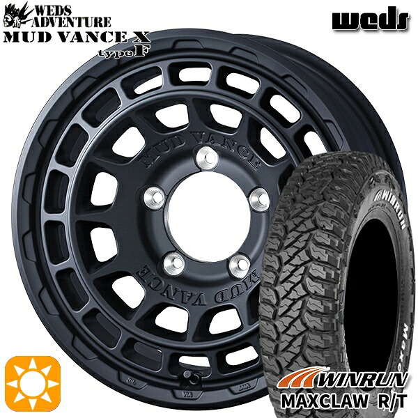 【取付対象】ジムニー 185/85R16 105/103N ウィンラン マックスクロウ R/T ホワイトレター Weds マッドヴァンス X タイプF フルマットブラック 16インチ 5.5J 5H139.7 サマータイヤホイールセット |トレッド新横浜師岡店