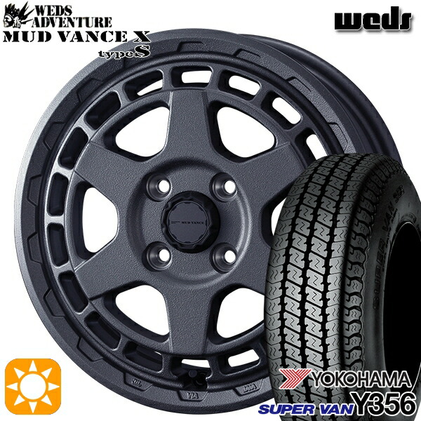 【取付対象】軽トラ 145/80R12 80/78N ヨコハマ スーパーバン Y356 Weds マッドヴァンス X タイプS フリントグレー 12インチ 4.0J 4H100 サマータイヤホイールセット ｜トレッド新横浜師岡店