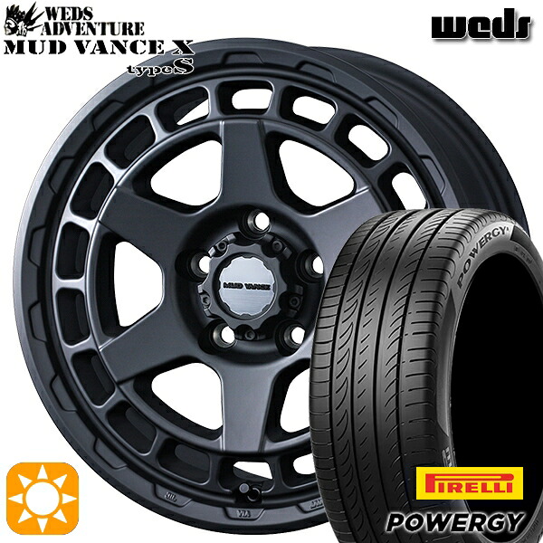 【取付対象】エクストレイル アテンザ 225/55R17 101W XL ピレリ パワジー Weds マッドヴァンス X タイプS フルマットブラック 17インチ 7.0J 5H114.3 サマータイヤホイールセット