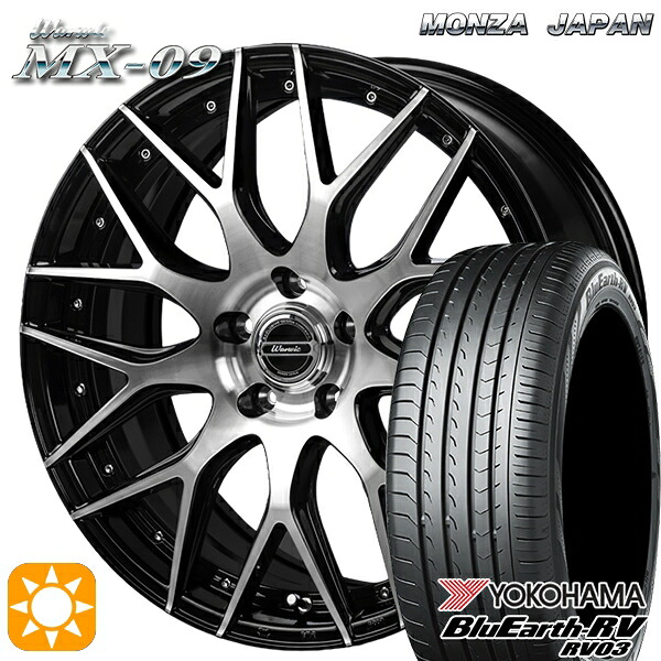 【取付対象】C-HR カローラクロス 225/45R19 96W XL ヨコハマ ブルーアース RV03 モンツァ ワーウィック MX-09 ブラックポリッシュ 19インチ 8.0J 5H114.3 サマータイヤホイールセット