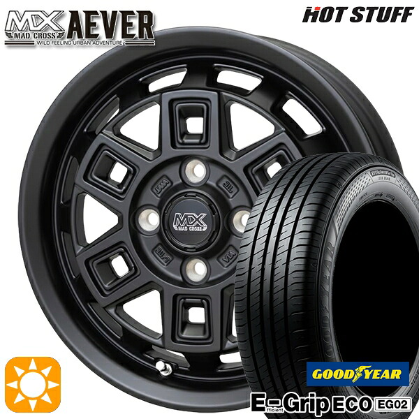 【取付対象】フィット アクア 175/70R14 84S グッドイヤー エフィシェントグリップ EG02 ホットスタッフ マッドクロスアイヴァー MTBK 14インチ 5.0J 4H100+35 サマータイヤホイールセット ｜トレッド新横浜師岡店