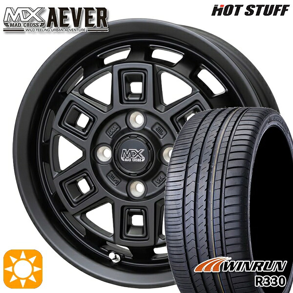 【取付対象】165/55R14 72H ウィンラン R330 ホットスタッフ マッドクロスアイヴァー MTBK 14インチ 4.5J 4H100+45 サマータイヤホイールセット