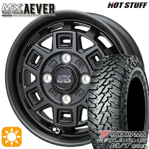 【取付対象】軽トラ 145/80R12 80/78N LT ヨコハマ ジオランダーM/T G003 ホットスタッフ マッドクロスアイヴァー MTBK 12インチ 4.0J 4H100+43 サマータイヤホイールセット 44,525円