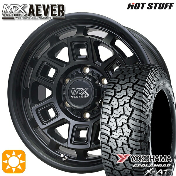 【取付対象】プラド ハイラックス 265/65R17 ヨコハマ ジオランダー X-AT G016 ホットスタッフ マッドクロスアイヴァー MTBK 17インチ 8.0J 6H139.7+20 サマータイヤホイールセット