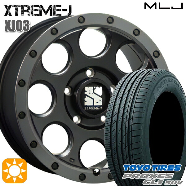 【取付対象】215/60R17 96H トーヨー プロクセス CL1 SUV MLJ エクストリームJ XJ03 フラットブラック/スモークフランジ 17インチ 7.5J 5H114.3 サマータイヤホイールセット