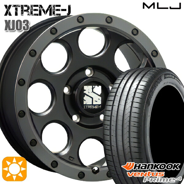 【取付対象】225/65R17 102H ハンコック veNtus PRime4 K135A MLJ エクストリームJ XJ03 フラットブラック/スモークフランジ 17インチ 7.5J 5H114.3 サマータイヤホイールセット ｜トレッド新横浜師岡店