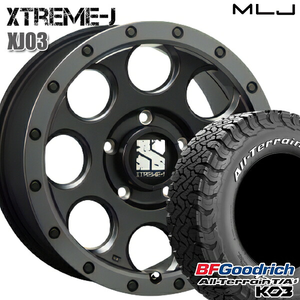 【取付対象】225/70R16 102/99S RWL BFグッドリッチ オールテレーン T/A KO3 MLJ エクストリームJ XJ03 フラットブラック/スモークフランジ 16インチ 7.0J 5H114.3 サマータイヤホイールセット |トレッド新横浜師岡店