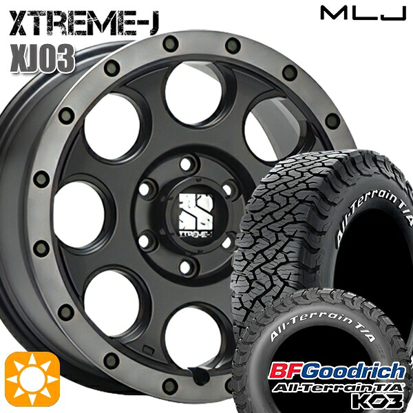【取付対象】265/70R17 118/115S RWL BFグッドリッチ オールテレーン T/A KO3 MLJ エクストリームJ XJ03 フラットブラック/スモークフランジ 17インチ 8.0J 6H139.7 サマータイヤホイールセット |トレッド新横浜師岡店