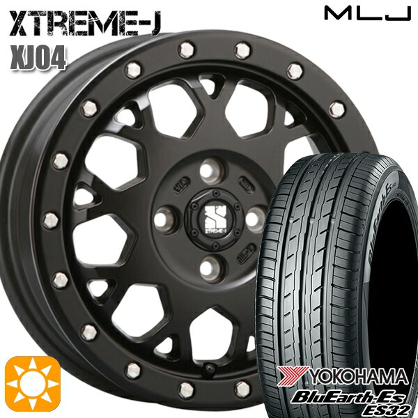 【取付対象】165/60R15 77H ヨコハマ ブルーアース ES32 MLJ エクストリームJ XJ04 サテンブラック 15インチ 4.5J 4H100 サマータイヤホイールセット