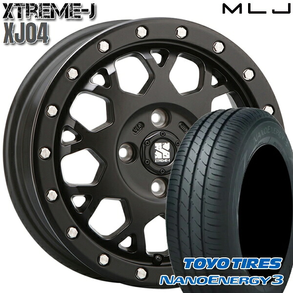 【取付対象】エブリィワゴン 165/60R14 75H トーヨー ナノエナジー3 MLJ エクストリームJ XJ04 サテンブラック 14インチ 4.5J 4H100 サマータイヤホイールセット