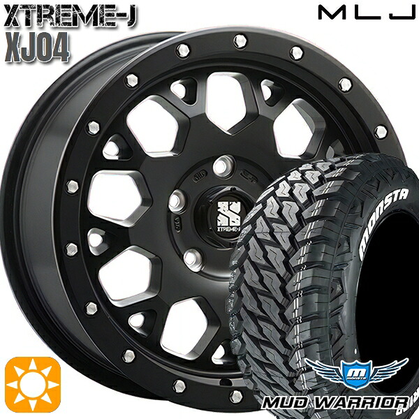 【取付対象】235/70R16 104/101Q LT RWL モンスタ マッドウォーリアー MLJ エクストリームJ XJ04 サテンブラック 16インチ 7.0J 5H114.3 サマータイヤホイールセット