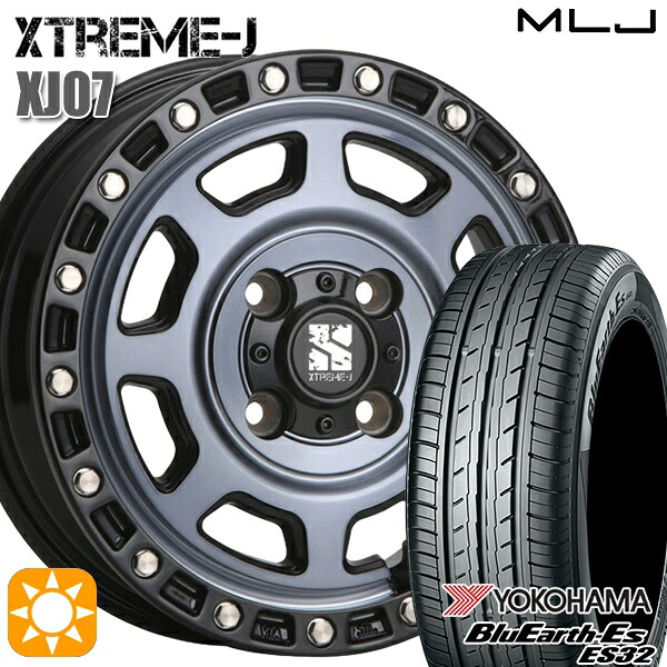 【取付対象】165/50R15 73V ヨコハマ ブルーアース ES32 MLJ エクストリームJ XJ07 グロスブラック マシンインディゴ 15インチ 4.5J 4H100 サマータイヤホイールセット ｜トレッド新横浜師岡店