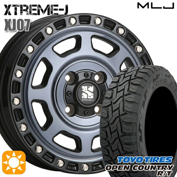 【取付対象】軽トラ 145/80R12 80/78N LT トーヨー オープンカントリー R/T MLJ エクストリームJ XJ07 グロスブラック マシンインディゴ 12インチ 4.0J 4H100 サマータイヤホイールセット
