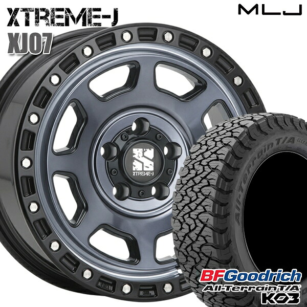【取付対象】225/65R17 107/103S RBL BFグッドリッチ オールテレーン T/A KO3 MLJ エクストリームJ XJ07 グロスブラック マシンインディゴ 17インチ 8.0J 5H114.3 サマータイヤホイールセット |トレッド新横浜師岡店