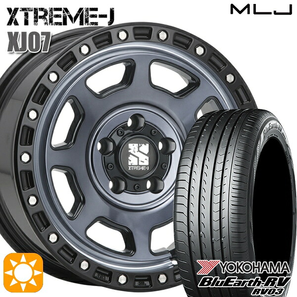【取付対象】ヤリスクロス 205/65R16 95H ヨコハマ ブルーアース RV03 MLJ エクストリームJ XJ07 グロスブラック マシンインディゴ 16インチ 7.0J 5H114.3 サマータイヤホイールセット