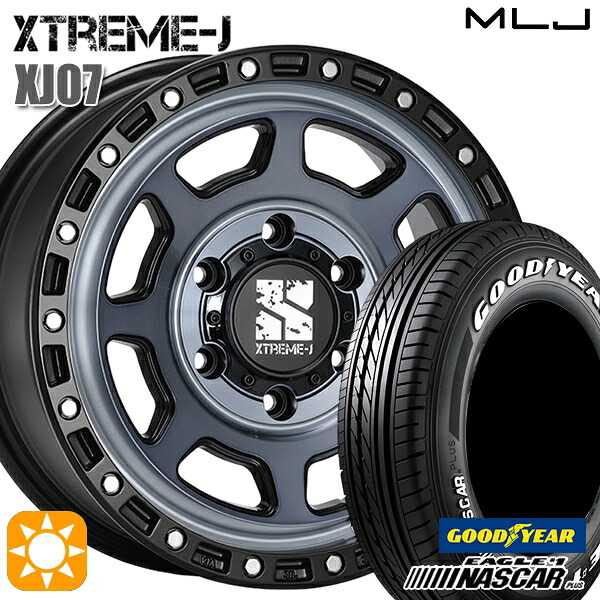 【取付対象】200系ハイエース 215/65R16C 109/107R グッドイヤー ナスカープラス MLJ エクストリームJ XJ07 グロスブラック マシンインディゴ 16インチ 6.5J 6H139.7 サマータイヤホイールセット |トレッド新横浜師岡店