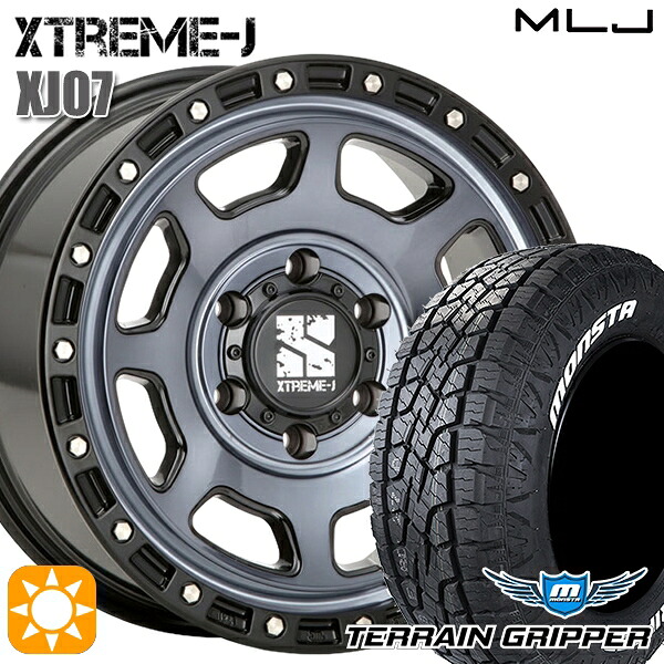 【取付対象】285/70R17 121/118R LT モンスタ テレーングリッパー MLJ エクストリームJ XJ07 グロスブラック マシンインディゴ 17インチ 8.0J 6H139.7 サマータイヤホイールセット