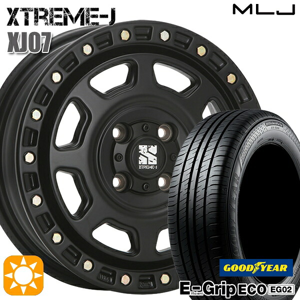 【取付対象】155/65R13 73S グッドイヤー エフィシェントグリップ エコ EG02 MLJ エクストリームJ XJ07 サテンブラック 13インチ 4.0J 4H100 サマータイヤホイールセット |トレッド新横浜師岡店