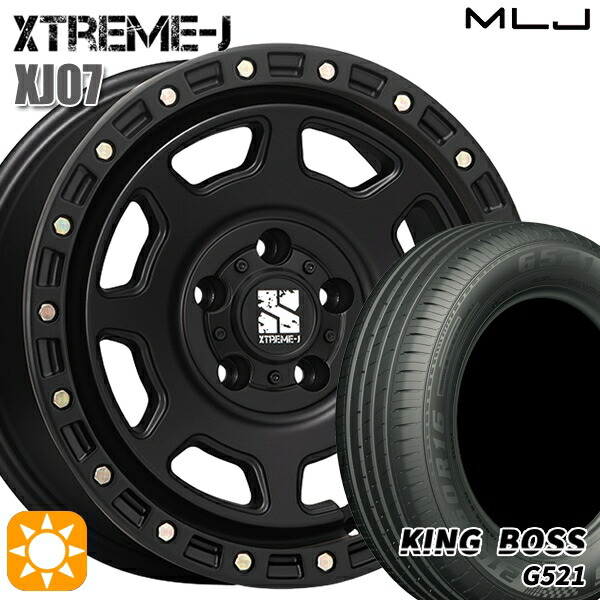 【取付対象】215/60R16 95V キングボス G521 MLJ エクストリームJ XJ07 サテンブラック 16インチ 7.0J 5H114.3 サマータイヤホイールセット