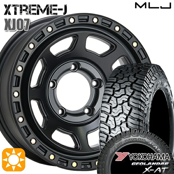 【取付対象】ジムニーシエラ/ノマド 235/70R16 104/101Q ヨコハマ ジオランダー X-AT G016 アウトラインホワイトレター MLJ エクストリームJ XJ07 サテンブラック 16インチ 6.0J 5H139.7 -5 サマータイヤホイールセット
