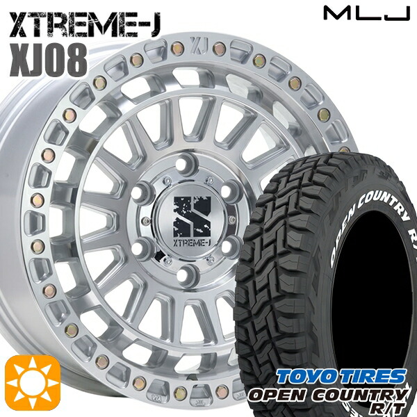 【取付対象】プラド ハイラックス 265/65R17 112Q トーヨー オープンカントリー R/T ホワイトレター MLJ エクストリームJ XJ08 グロスマシンド 17インチ 8.0J 6H139.7+20+20 サマータイヤホイールセット |トレッド新横浜師岡店