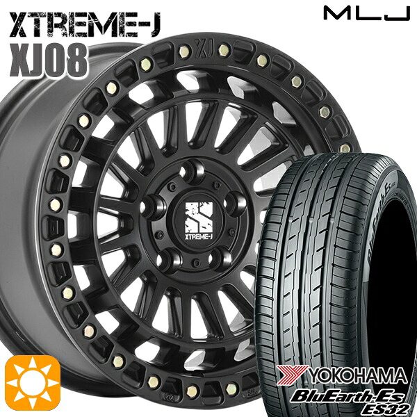 【取付対象】エスティマ ヤリスクロス 215/60R16 95H ヨコハマ ブルーアース ES32 MLJ エクストリームJ XJ08 サテンブラック 16インチ 7.0J 5H114.3 サマータイヤホイールセット