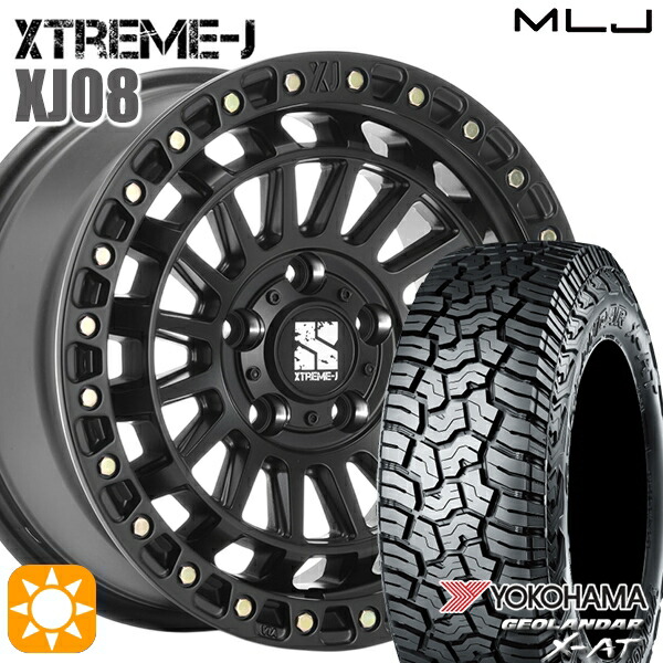 【取付対象】JEEPラングラー 265/65R17 112Q ヨコハマ ジオランダー X-AT G016 MLJ エクストリームJ XJ08 サテンブラック 17インチ 7.5J 5H127+40 サマータイヤホイールセット