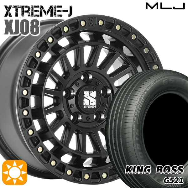 【取付対象】エスティマ ヤリスクロス 215/60R16 95V キングボス G521 MLJ エクストリームJ XJ08 サテンブラック 16インチ 7.0J 5H114.3 サマータイヤホイールセット