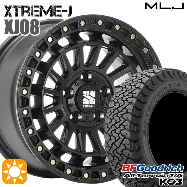 【取付対象】ハリアー エクストレイル 225/65R17 107/103S RBL BFグッドリッチ オールテレーン T/A KO3 MLJ エクストリームJ XJ08 サテンブラック 17インチ 7.5J 5H114.3+42 サマータイヤホイールセット