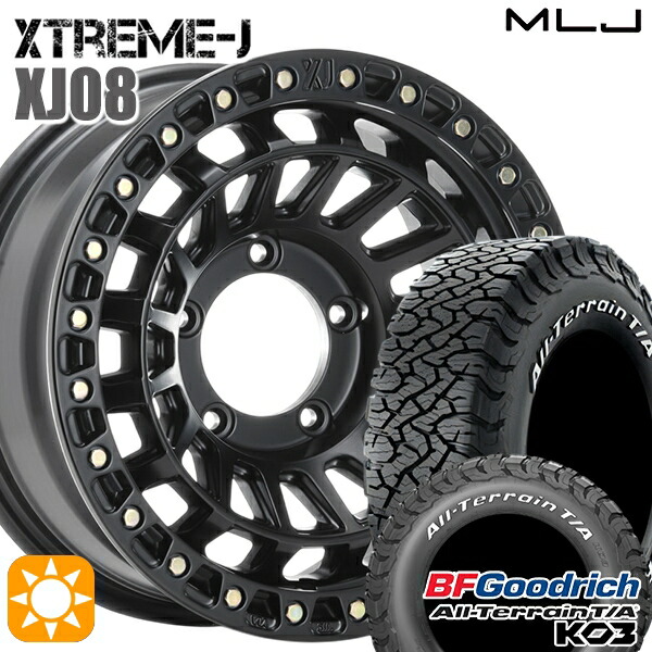 【取付対象】ジムニーシエラ ノマド 215/70R16 100/97S RWL BFグッドリッチ オールテレーン T/A KO3 MLJ エクストリームJ XJ08 サテンブラック 16インチ 6.0J 5H139.7-5 サマータイヤホイールセット |トレッド新横浜師岡店