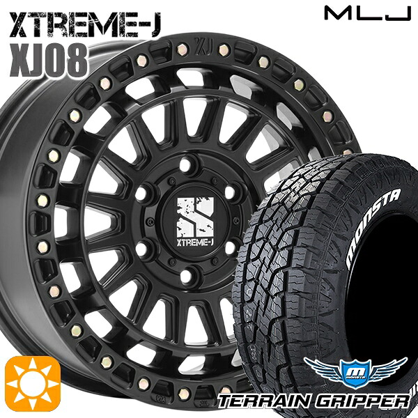 【取付対象】プラド ハイラックス 285/70R17 121/118R LT モンスタ テレーングリッパー MLJ エクストリームJ XJ08 サテンブラック 17インチ 8.0J 6H139.7+20+20 サマータイヤホイールセット