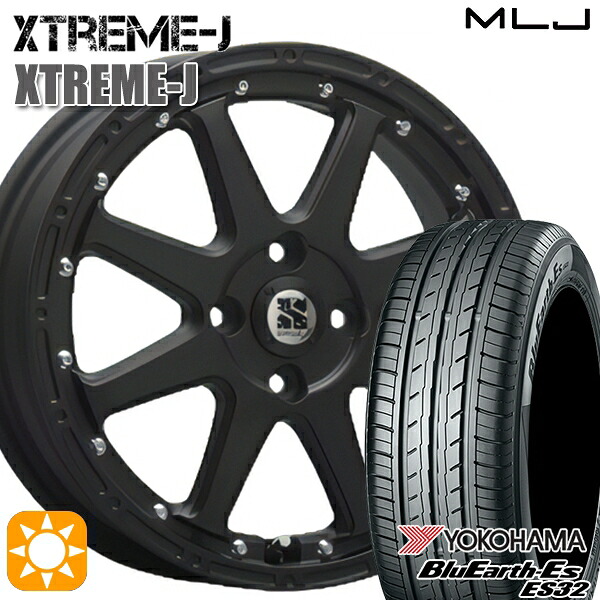 【取付対象】155/55R14 69V ヨコハマ ブルーアース ES32 MLJ エクストリームJ フラットブラック 14インチ 4.5J 4H100 サマータイヤホイールセット |トレッド新横浜師岡店