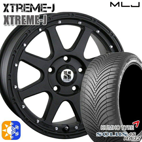 235/50R18 101V XL クムホ ソルウス 4S HA32 SUV MLJ エクストリームJ フラットブラック 18インチ 8.0J 5H114.3 オールシーズンタイヤホイールセット