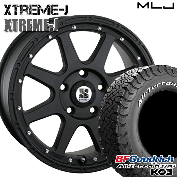 【取付対象】JEEPラングラー 265/65R17 116/113S RWL BFグッドリッチ オールテレーン T/A KO3 MLJ エクストリームJ フラットブラック 17インチ 7.5J 5H127 サマータイヤホイールセット