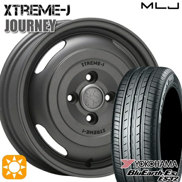 【取付対象】155/55R14 69V ヨコハマ ブルーアース ES32 MLJ エクストリームJ ジャーニー ガンブラック 14インチ 4.5J 4H100 サマータイヤホイールセット |トレッド新横浜師岡店